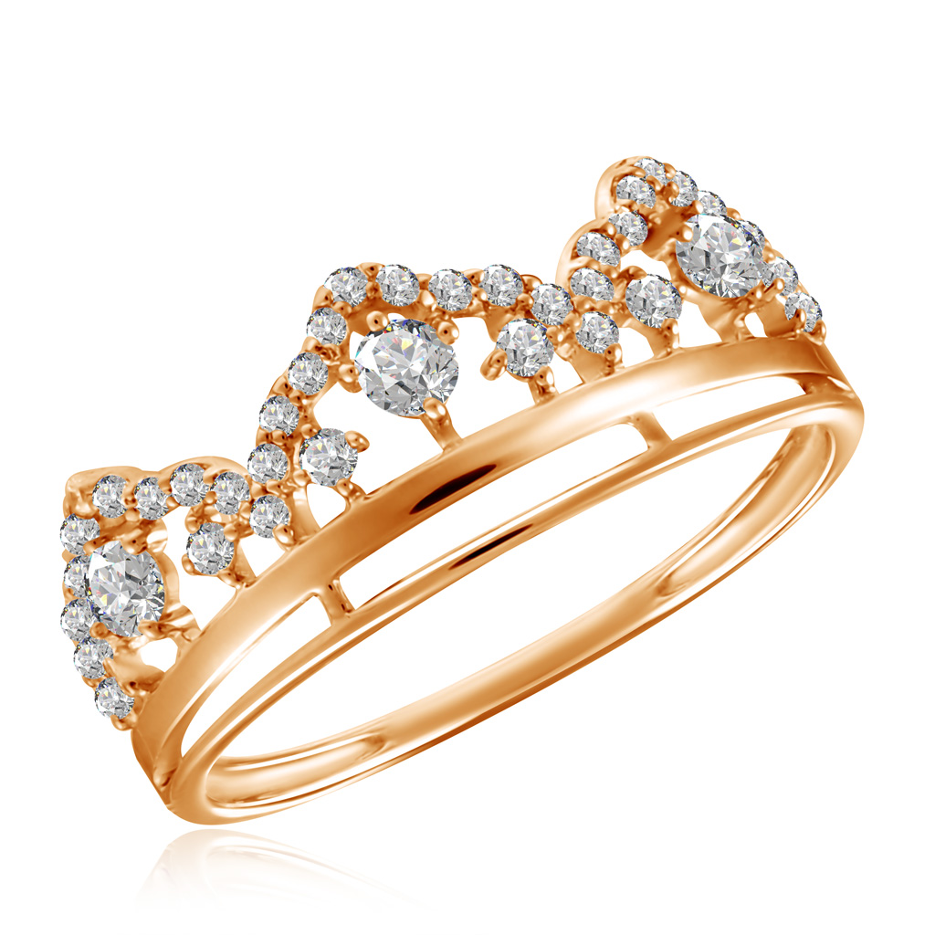 Золотое кольцо-корона с фианитами корона судьбы