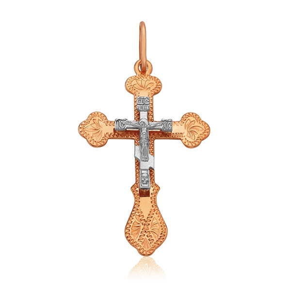 Крест из золота подвеска из белого красного золота platina jewelry 03 3444 00 401 1111 фианит эмаль