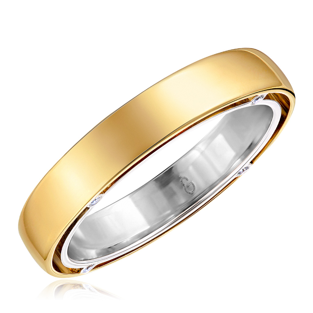 Кольцо обручальное из комбинированного золота с бриллиантами 45119762200