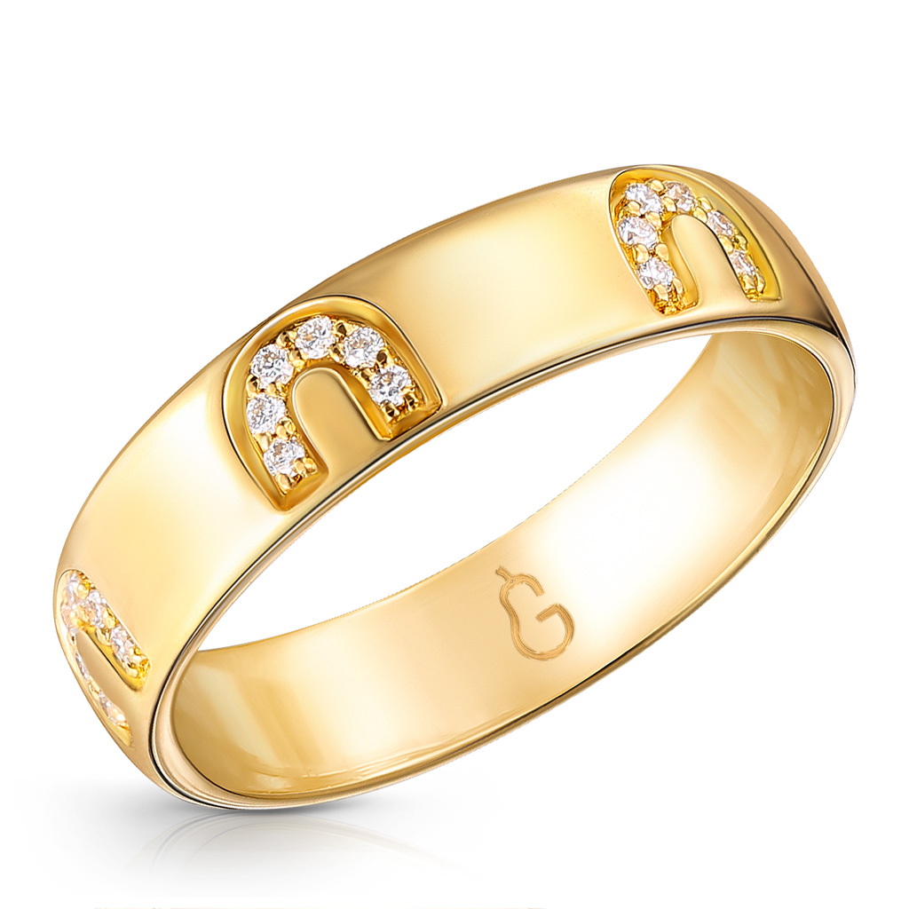 Кольцо обручальное из жёлтого золота с бриллиантами кольцо с бриллиантами из желтого золота