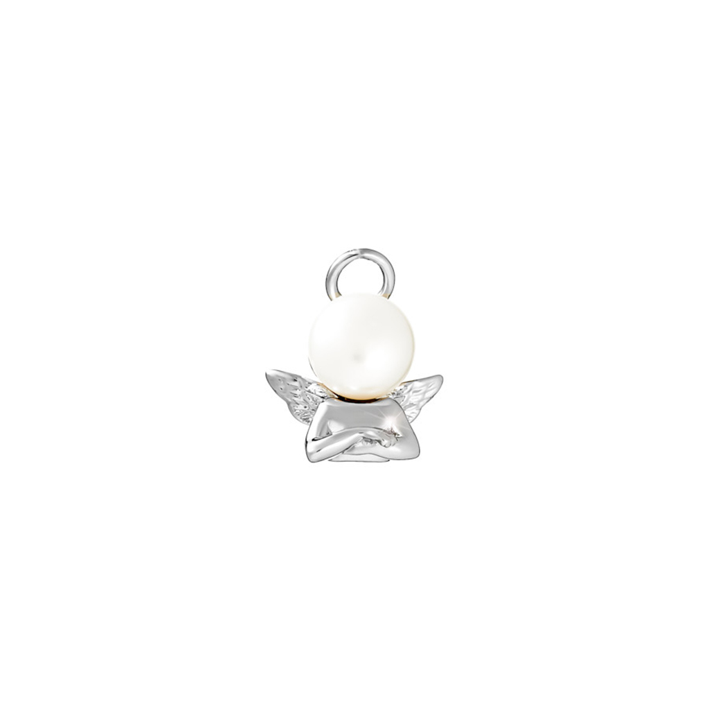 Подвеска Ангел из серебра с жемчугом фигура ангел на ладони состаренный 10х5х4см