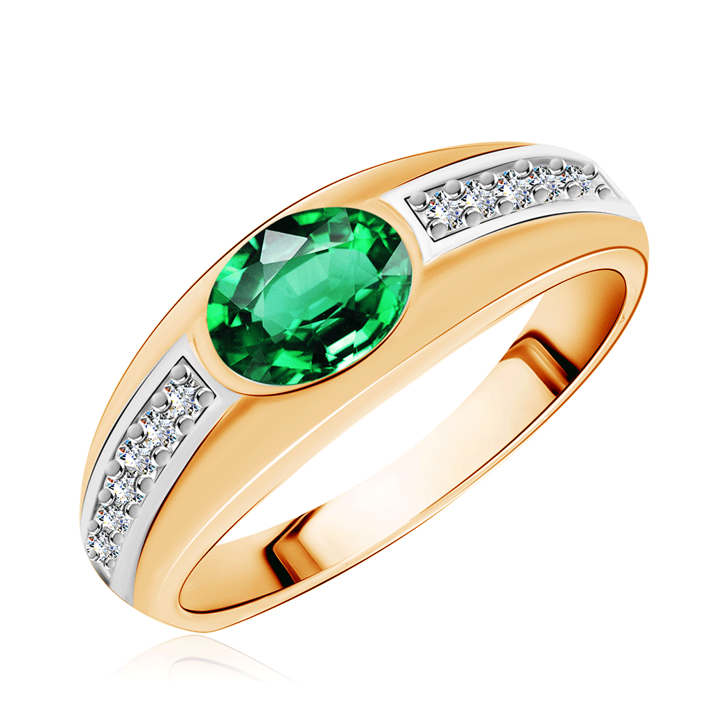 Золотое кольцо SOKOLOV 3010520_S С изумрудом, бриллиантами