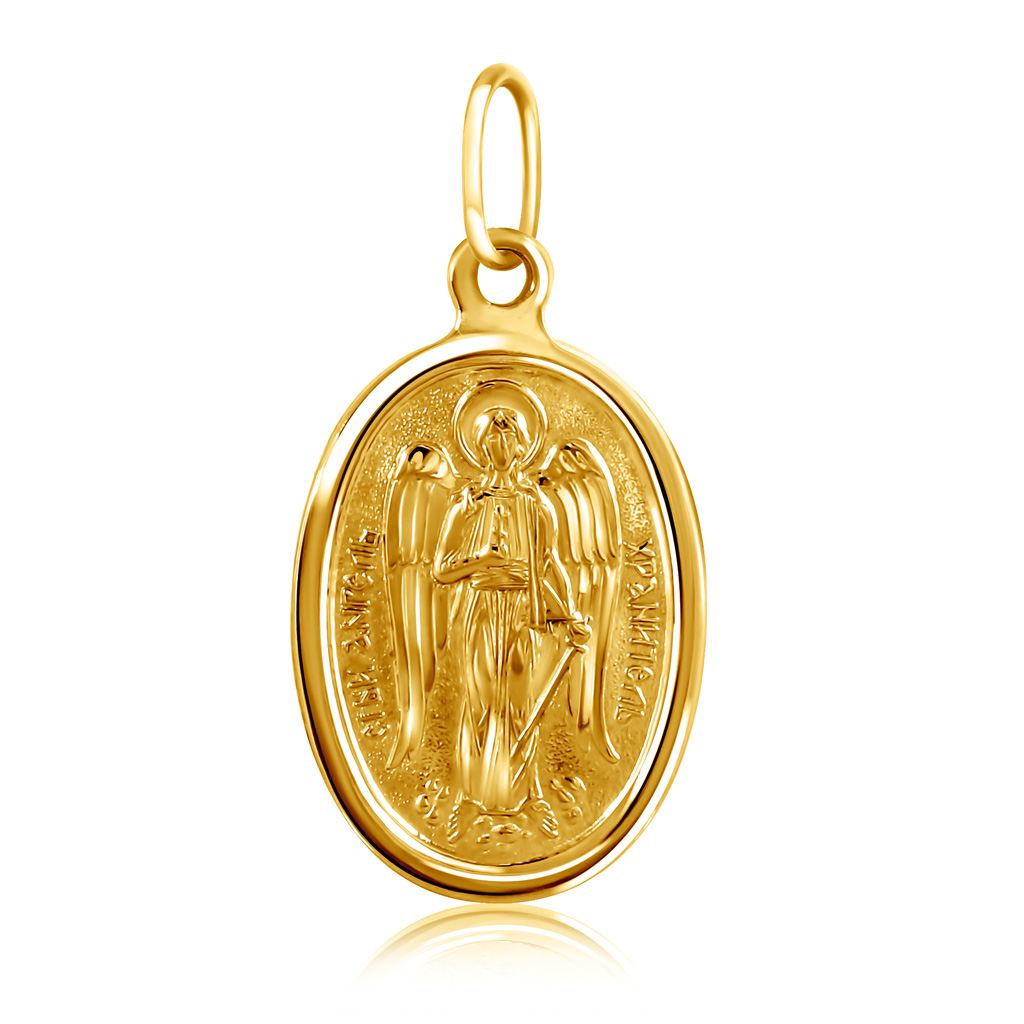 Подвеска иконка из золота Ангел-хранитель фигура ангел на ладони состаренный 10х5х4см