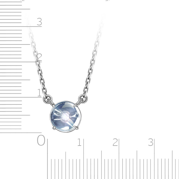 Колье из белого золота с топазом, плетение якорное