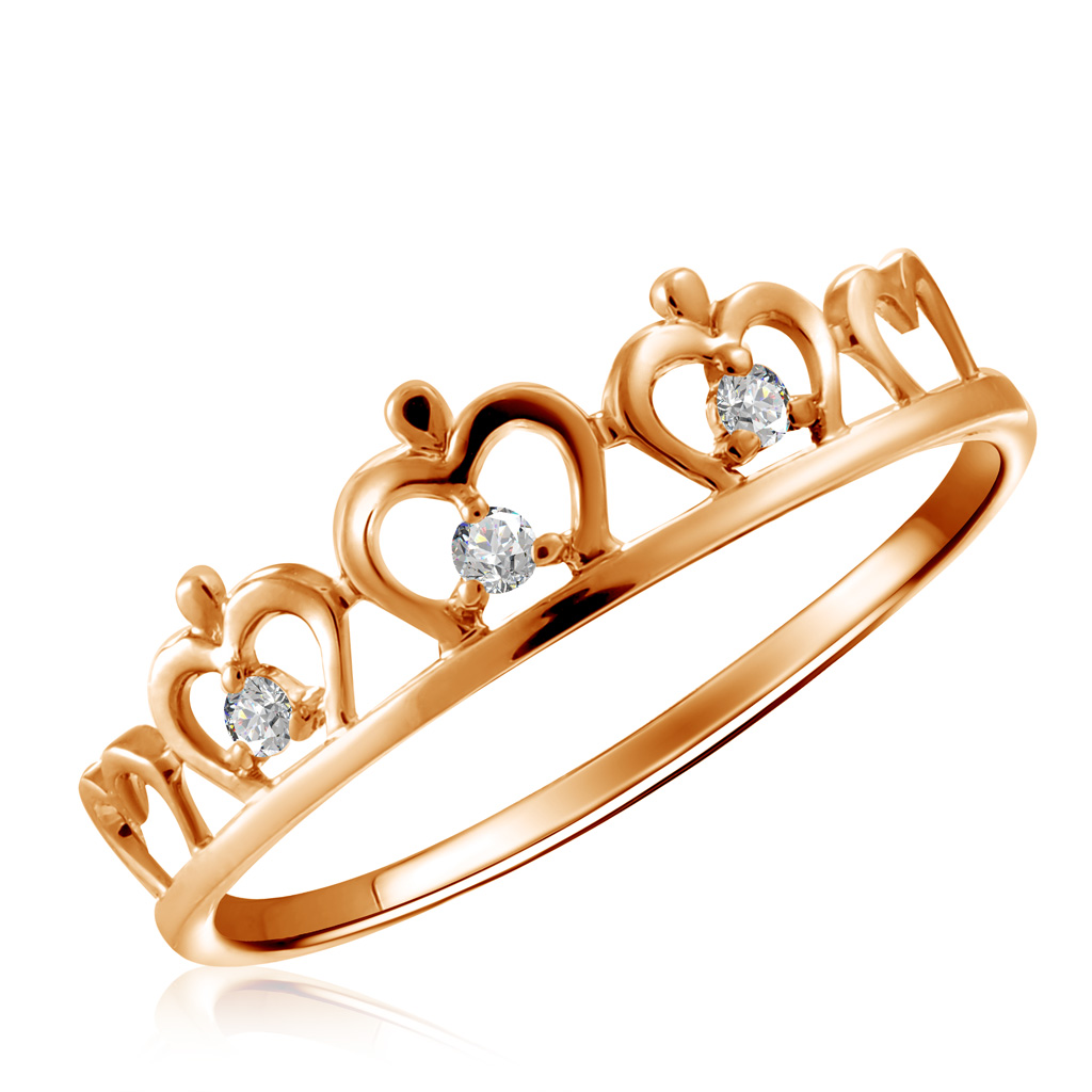 Кольцо из золота пирсинг из красного золота platina jewelry 06 3321 00 404 1110 32 фианит