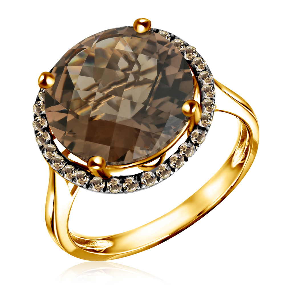 Кольцо из желтого золота с бриллиантами и кварцем кольцо из желтого золота с бриллиантами хрусталем