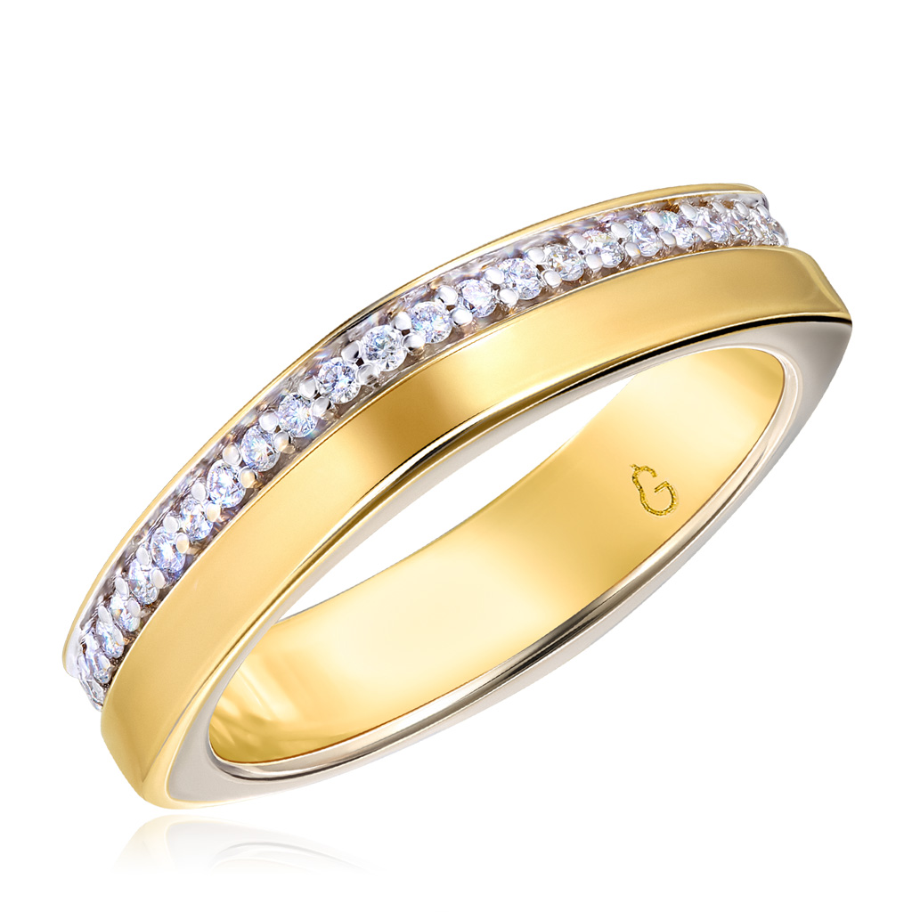 Обручальное кольцо с желтым бриллиантом