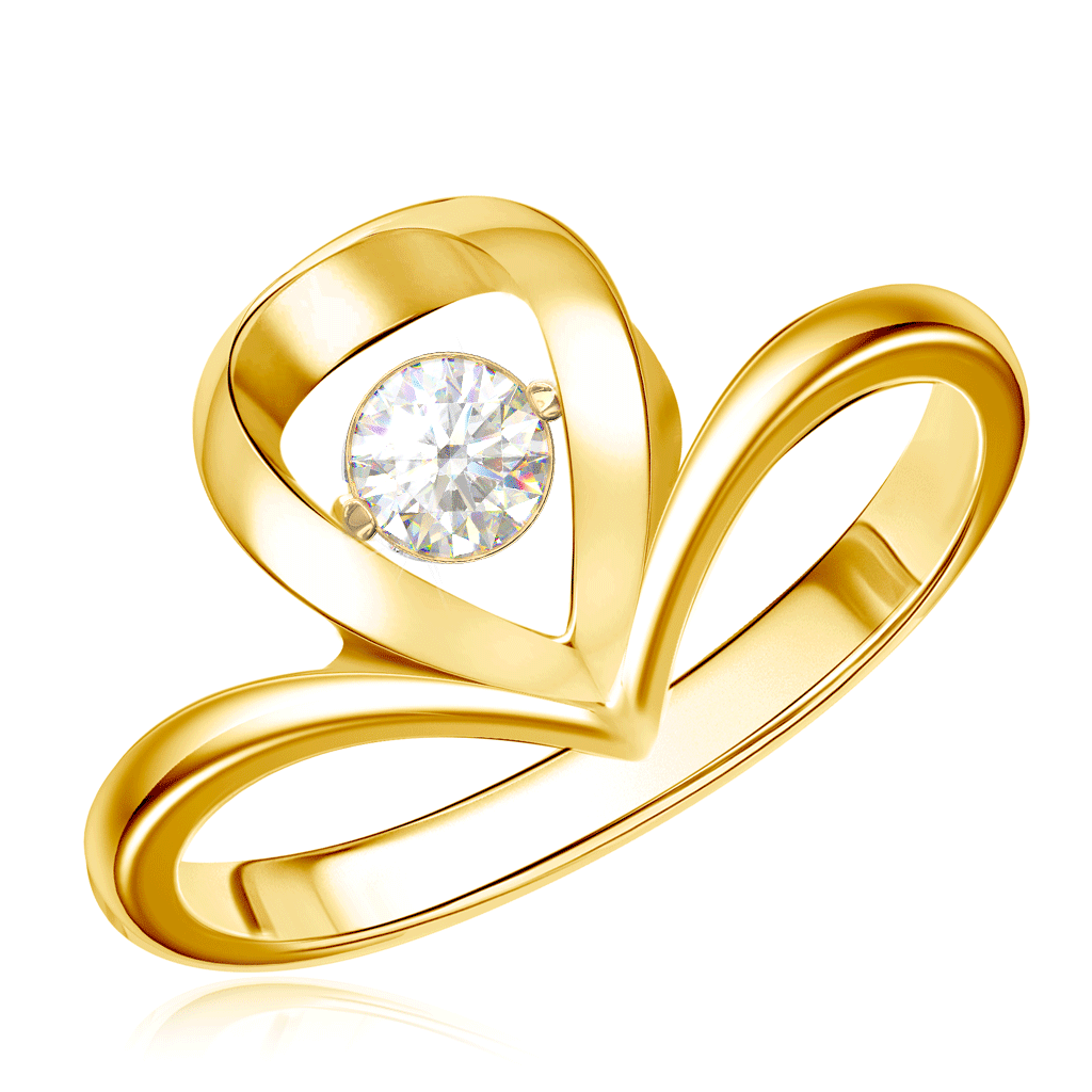 Золотое кольцо с танцующим бриллиантом золотое сердце