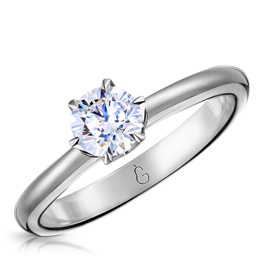 Кольцо помолвочное из белого золота с бриллиантом кольцо из белого золота р 18 5 джей ви aar 6643 ko wg бриллиант