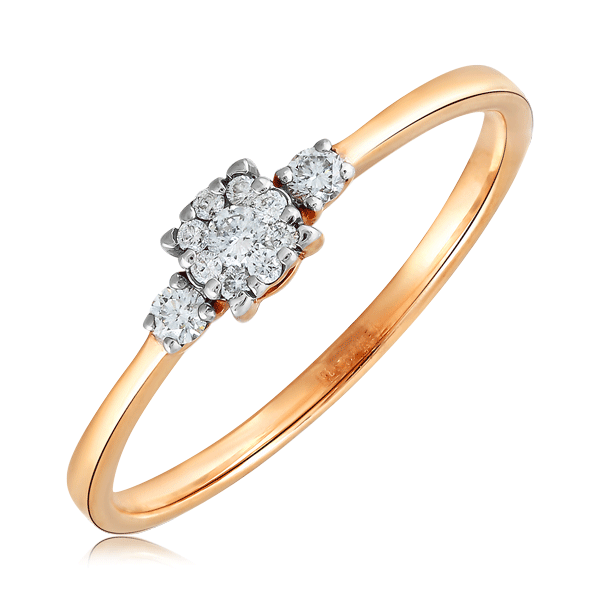Кольцо из красного золота с бриллиантами кольцо с аметистом и бриллиантами из красного золота