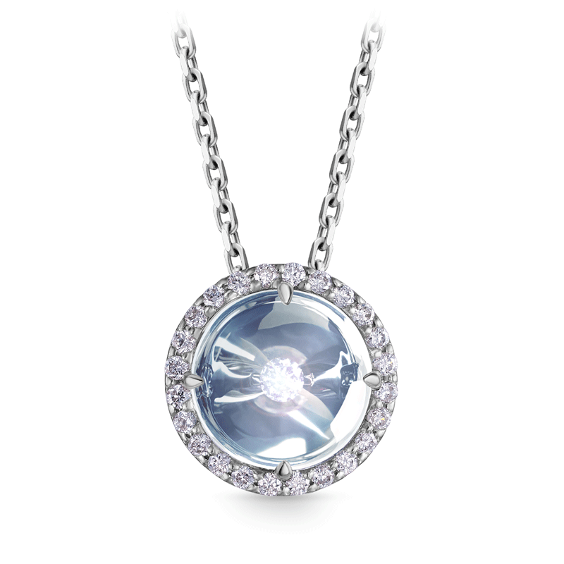 Колье из белого золота с топазом и бриллиантами, плетение якорное