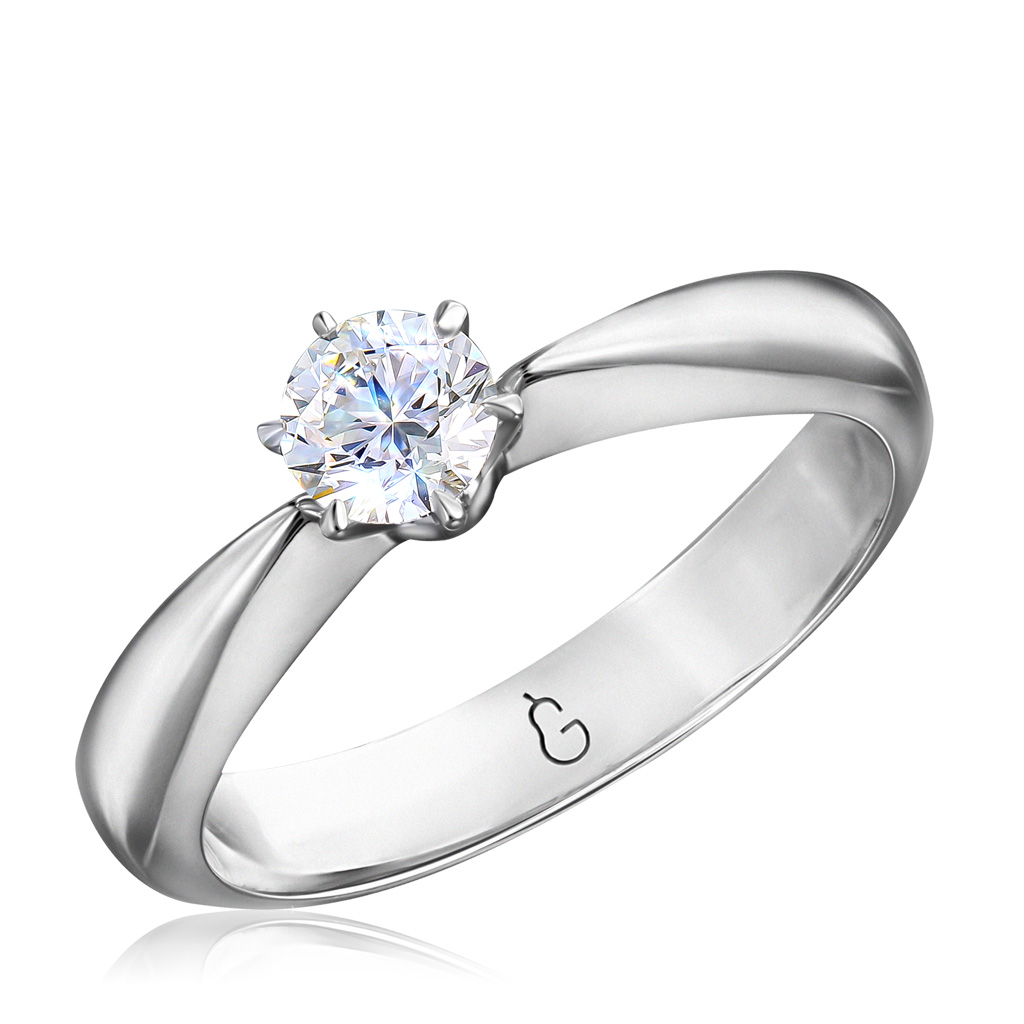 Помолвочное кольцо из белого золота с бриллиантом моносерьга из белого золота с бриллиантом sokolov diamonds 1170006