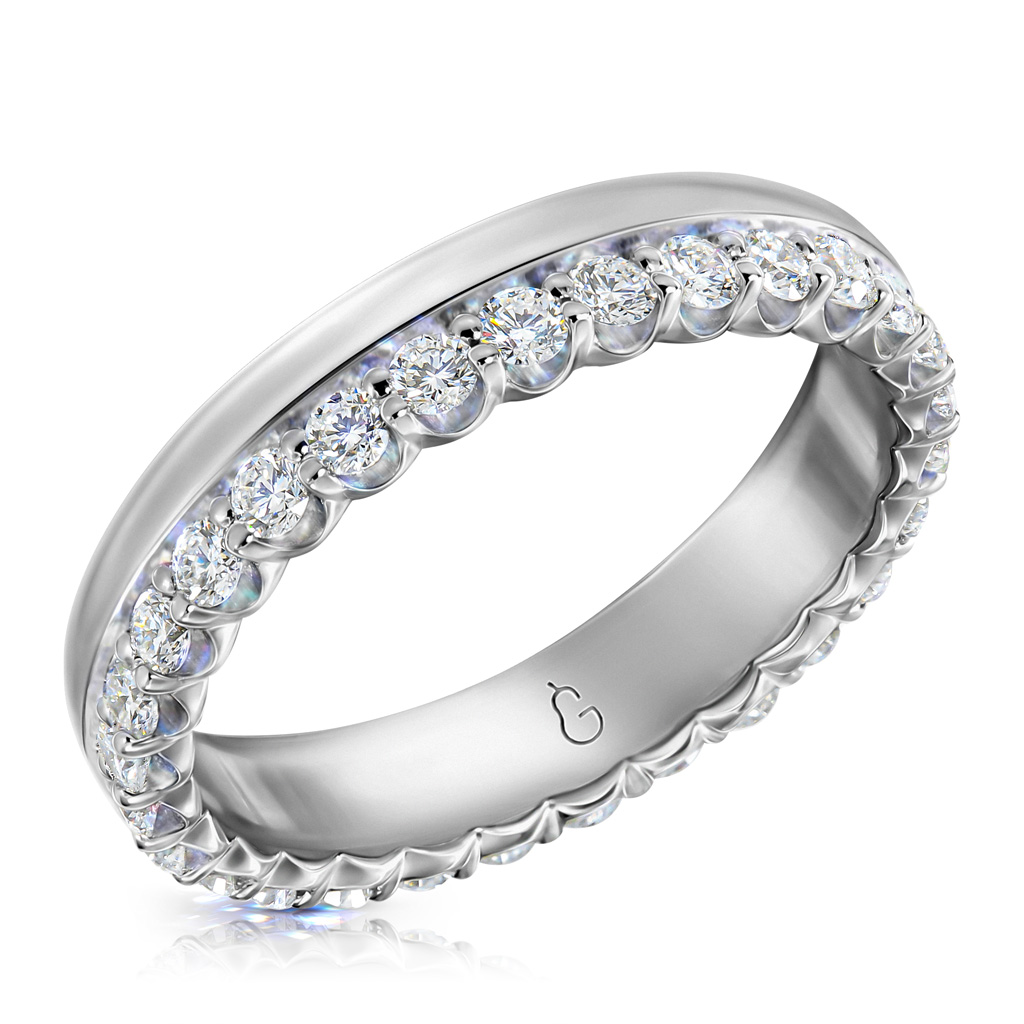 Кольцо обручальное из белого золота с бриллиантами кольцо с бриллиантами из белого золота