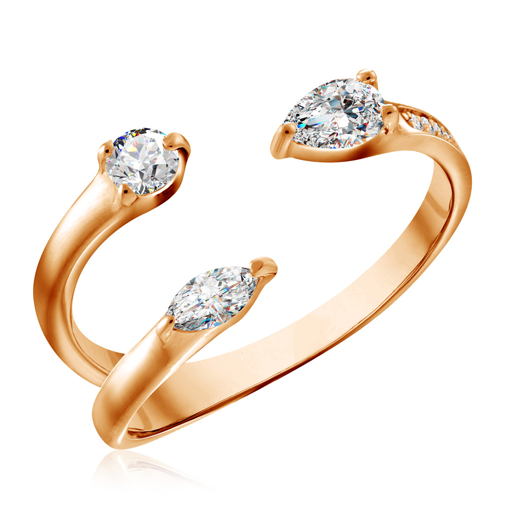 Кольцо из красного золота с фианитами кольцо из красного золота р 18 5 dialvi jewelry к40 1959 фианит