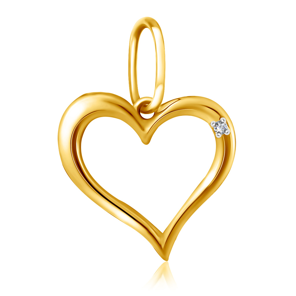 Подвеска сердечко из золота золотая подвеска с цитрином и бриллиантами
