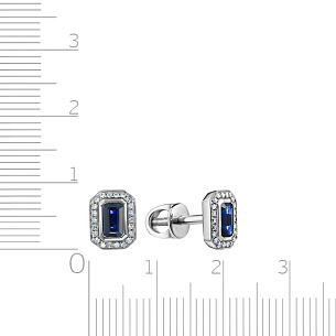 Пусеты из белого золота с бриллиантами, сапфирами