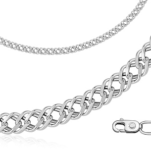 Браслет автомат из серебра, плетение двойной ромб