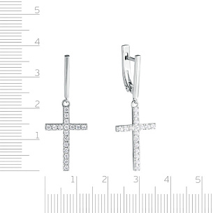 Серьги с английским замком из серебра с фианитом