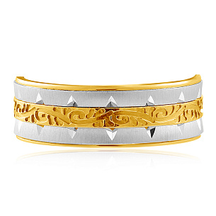 Кольцо обручальное из комбинированного золота