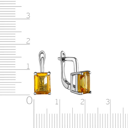 Серьги с английским замком из серебра с цитрином