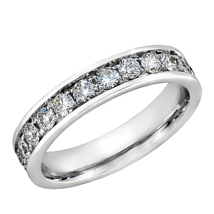 Кольцо обручальное из белого золота с бриллиантом