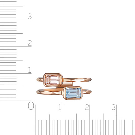 Кольцо из красного золота с морганитом, топазом