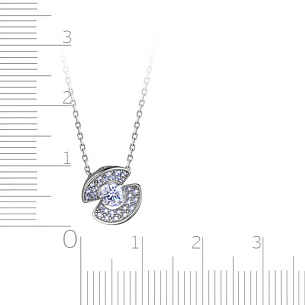 Колье из белого золота с бриллиантом, плетение якорное