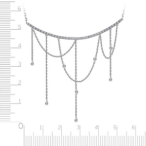 Колье из белого золота с бриллиантами, плетение якорное