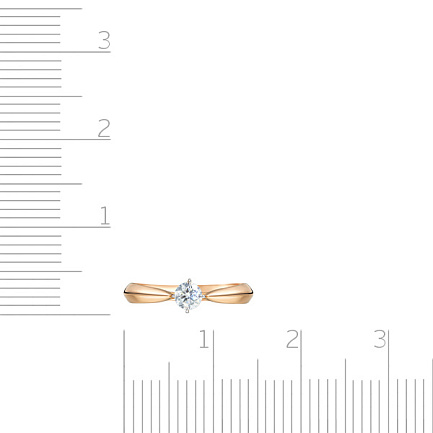Кольцо помолвочное из красного золота с бриллиантом