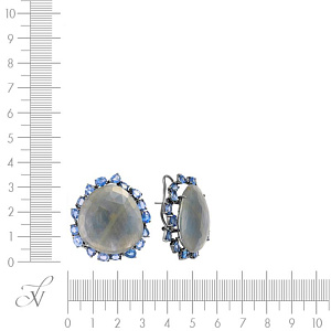 Серьги из золота с корундами, сапфирами
