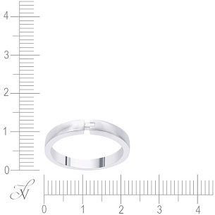 Кольцо обручальное из белого золота с бриллиантом