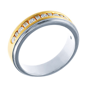 Кольцо обручальное из комбинированного золота с бриллиантом