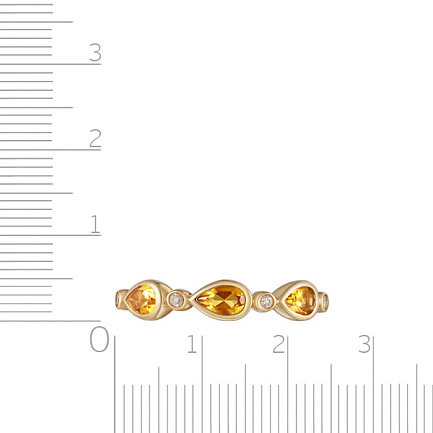 Кольцо из желтого золота с бриллиантами, цитринами