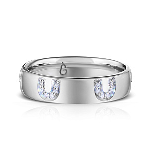 Кольцо обручальное из белого золота с бриллиантом