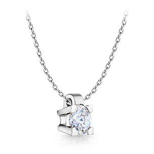 Колье из белого золота с бриллиантом, плетение якорное