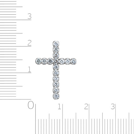 Крест декоративный из белого золота с бриллиантами