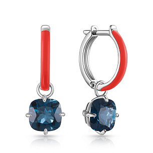 Серьги с английским замком из серебра с эмалью