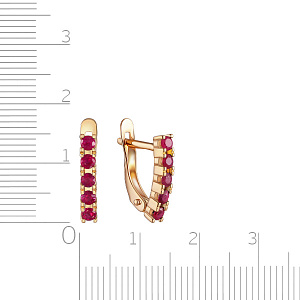 Серьги с английским замком из красного золота с рубинами