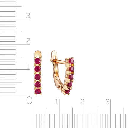 Серьги с английским замком из красного золота с рубинами