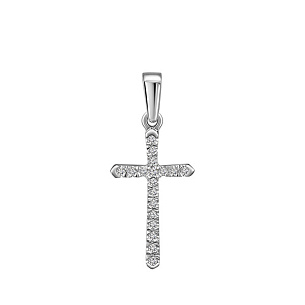 Крест из белого золота с бриллиантом