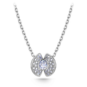 Колье из белого золота с бриллиантом, плетение якорное