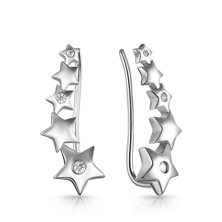 Серьги из серебра с фианитом