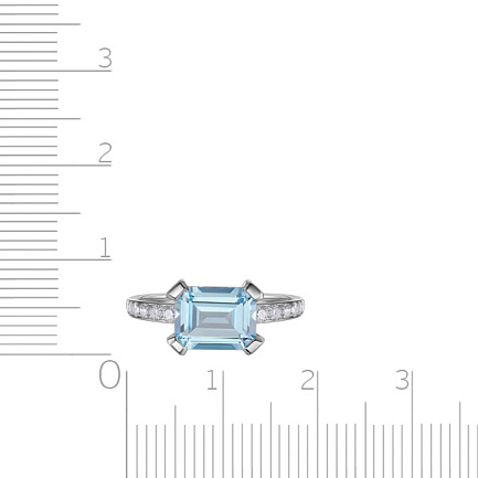 Кольцо из белого золота с бриллиантами, топазом