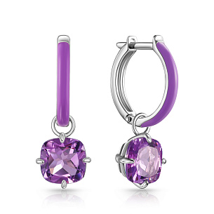 Серьги с английским замком из серебра с эмалью