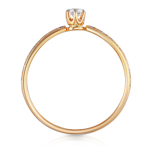 Кольцо помолвочное из красного золота с бриллиантами