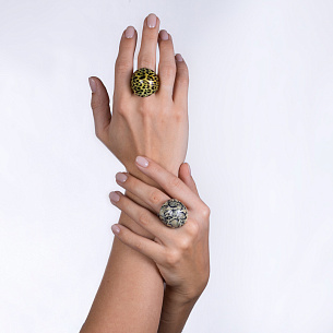 Кольцо из серебра с эмалью, золочением