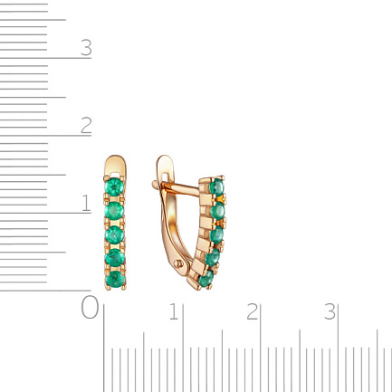 Серьги с английским замком из красного золота с изумрудами