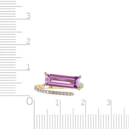 Кольцо из желтого золота с бриллиантами, аметистом