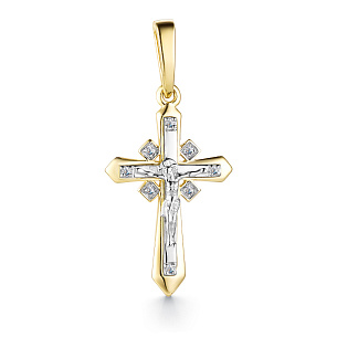 Крест декоративный из желтого золота с бриллиантом