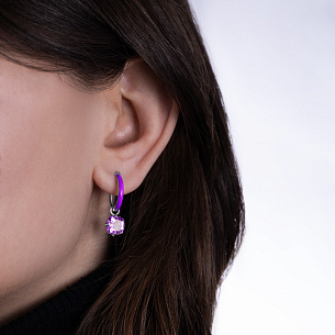 Серьги с английским замком из серебра с эмалью